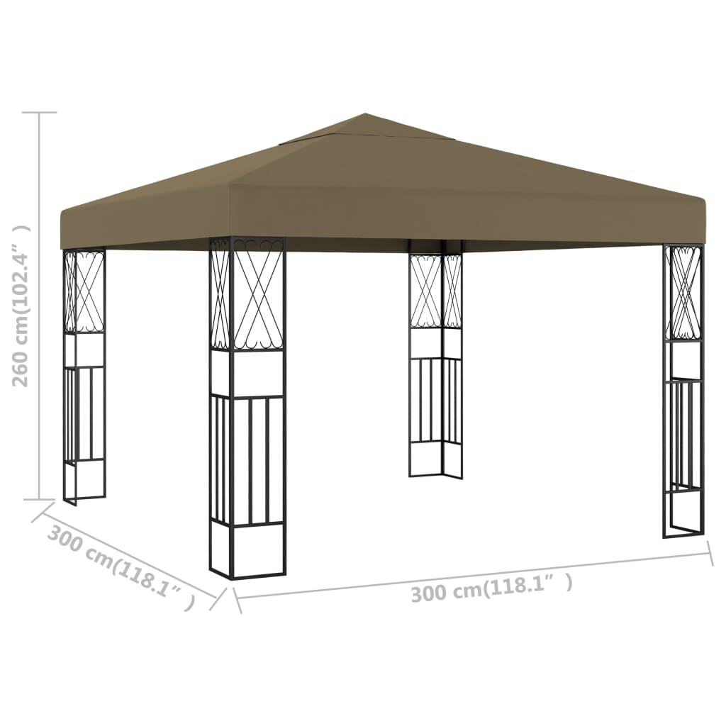 vidaXL Gazebo 118.1"x118.1" Taupe Fabric