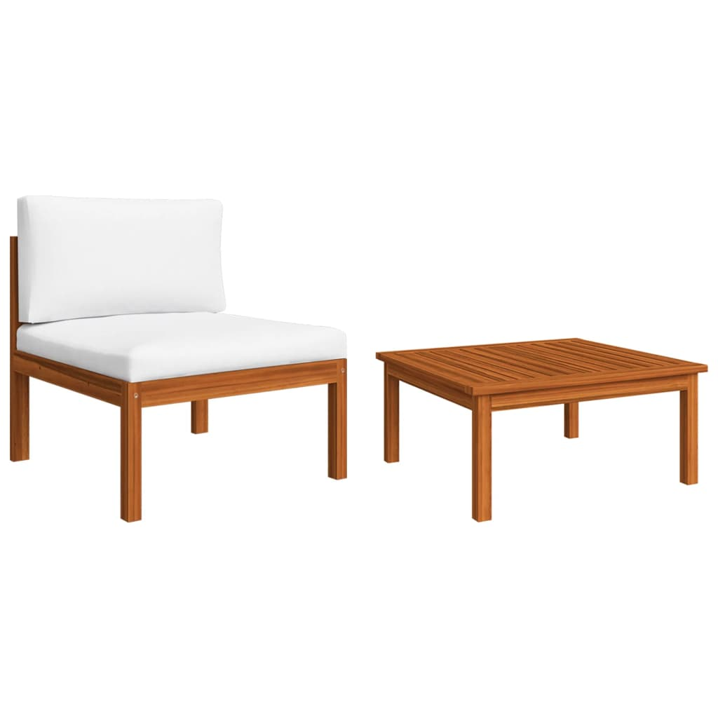 vidaXL 2 Piece Patio Lounge Set with Cushions Solid Acacia Wood