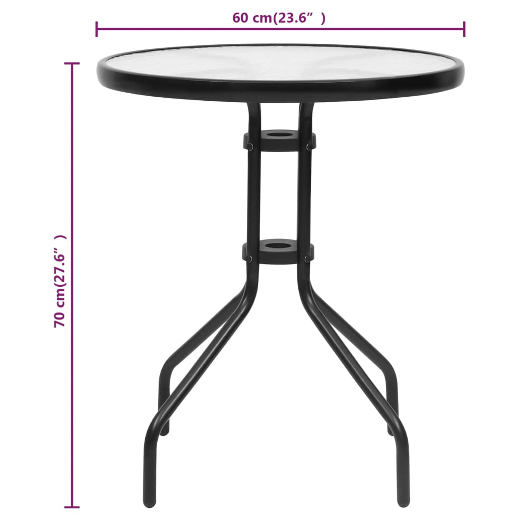 vidaXL Patio Table Black Ø23.6"x27.6" Steel