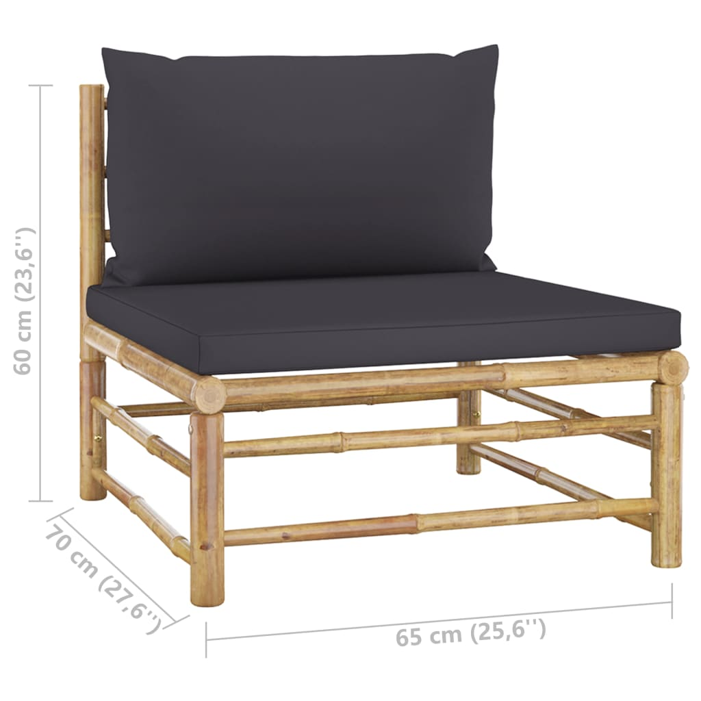 vidaXL 2 Piece Patio Lounge Set with Dark Gray Cushions Bamboo