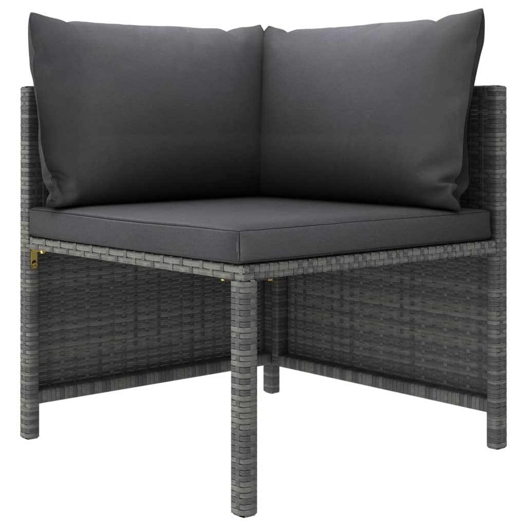 vidaXL 4 Piece Patio Lounge Set with Cushions Poly Rattan Gray