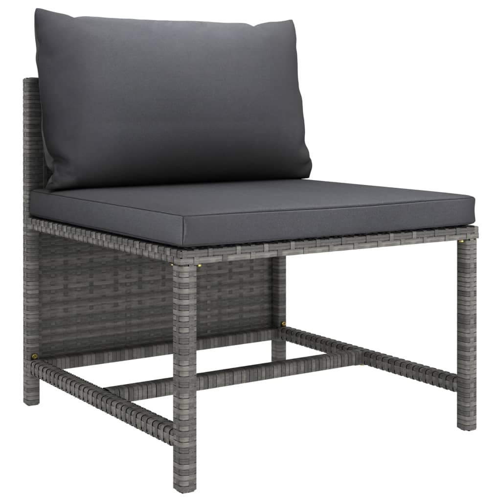 vidaXL 4 Piece Patio Lounge Set with Cushions Poly Rattan Gray