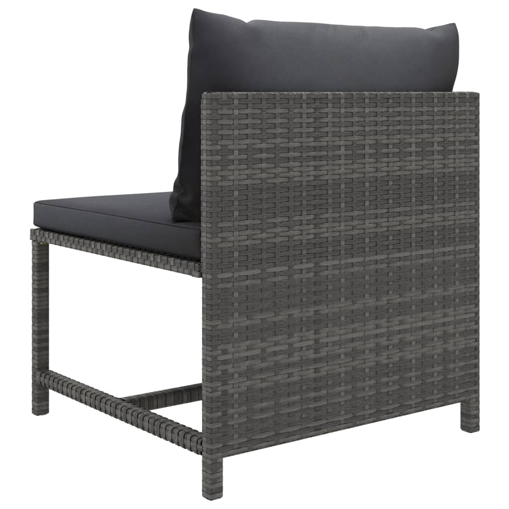 vidaXL 4 Piece Patio Lounge Set with Cushions Poly Rattan Gray