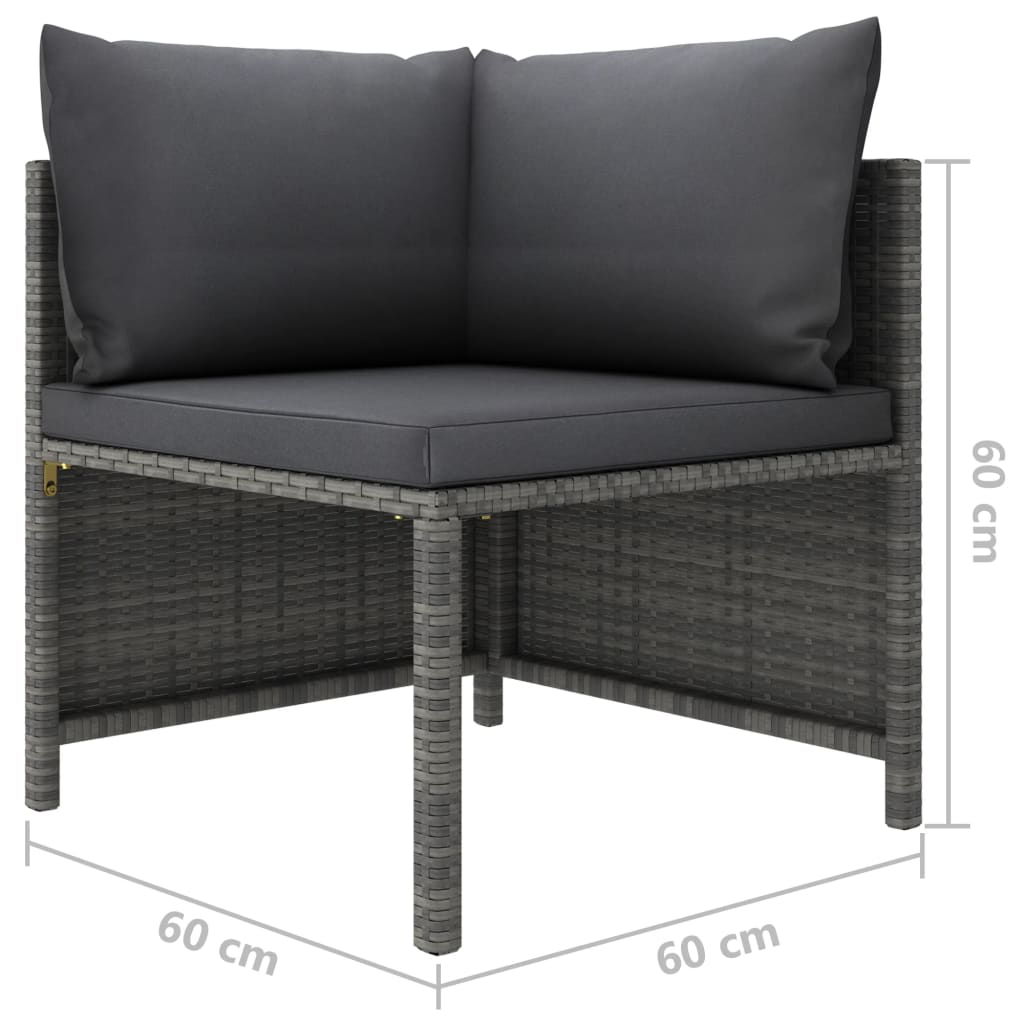 vidaXL 4 Piece Patio Lounge Set with Cushions Poly Rattan Gray