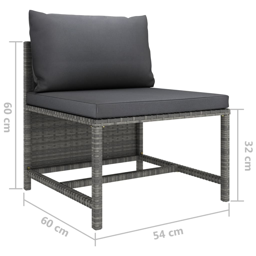 vidaXL 4 Piece Patio Lounge Set with Cushions Poly Rattan Gray