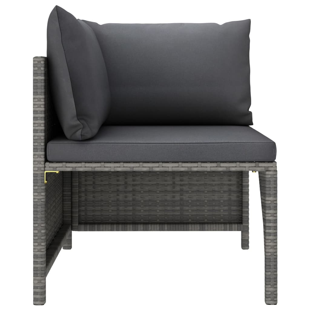 vidaXL 3 Piece Patio Lounge Set with Cushions Poly Rattan Gray