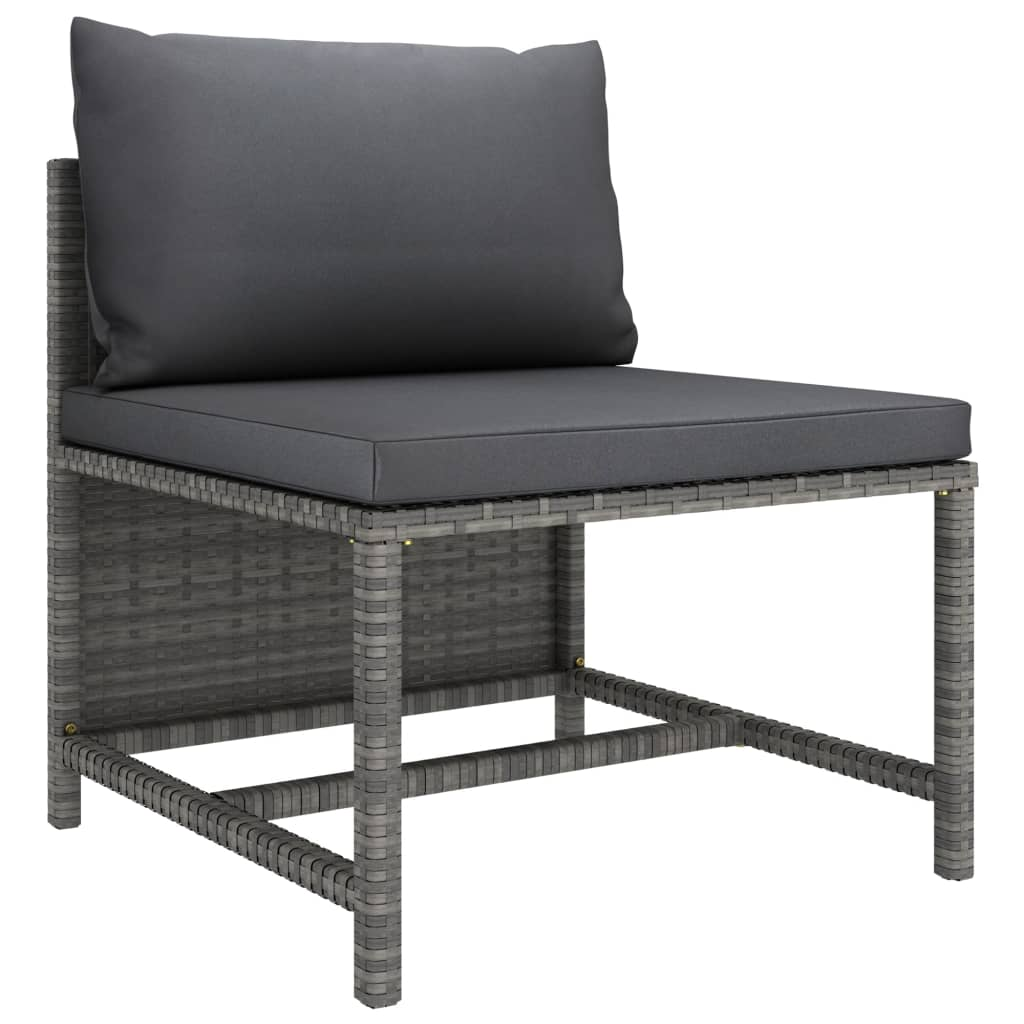 vidaXL 3 Piece Patio Lounge Set with Cushions Poly Rattan Gray