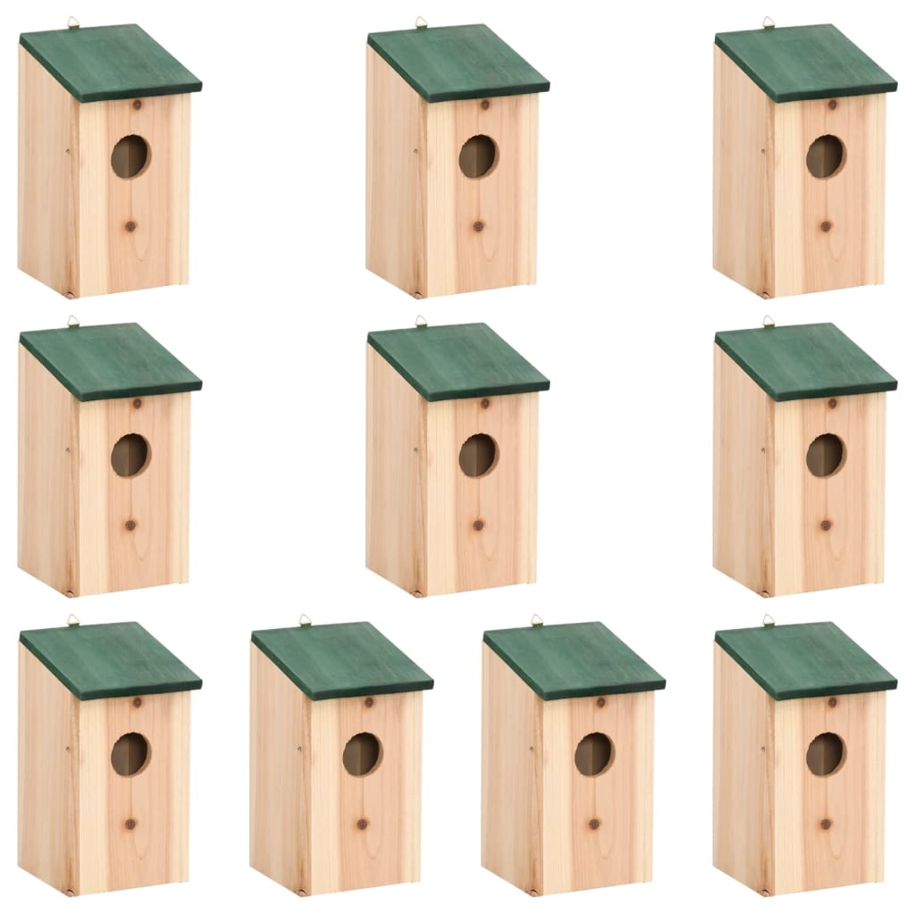 vidaXL Bird Houses 10 pcs Solid Firwood 4.7"x4.7"x8.7"