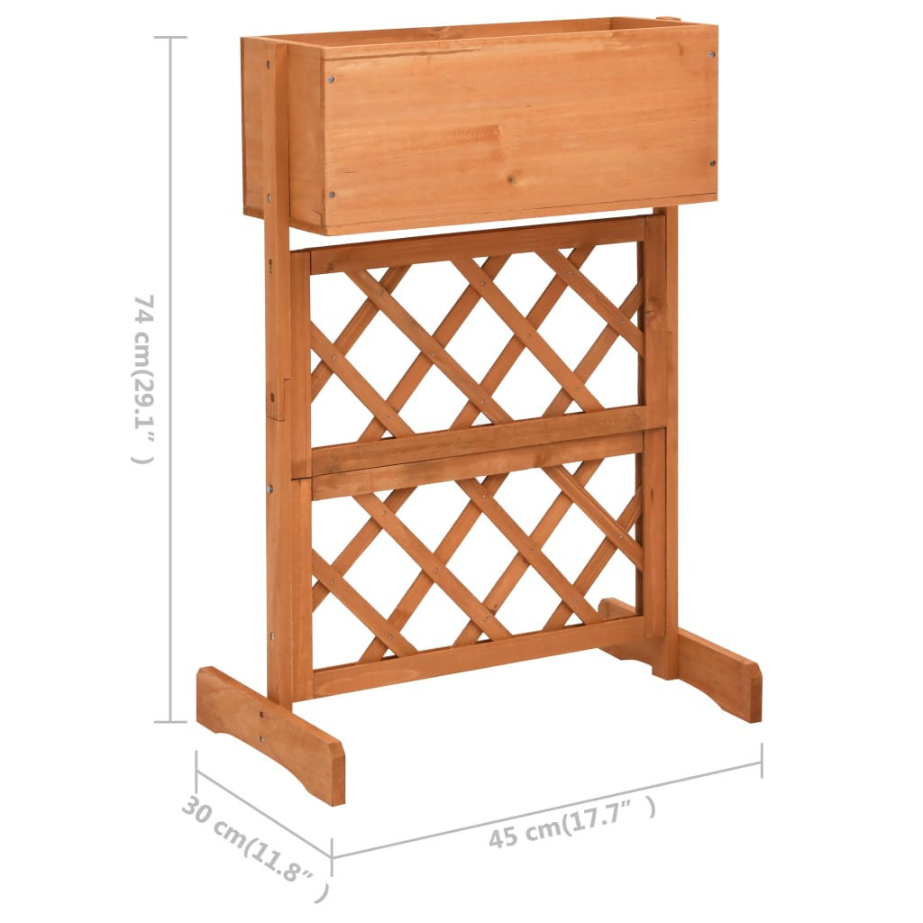 vidaXL Garden Trellis Planter Orange 17.7"x11.8"x29.1" Solid Firwood