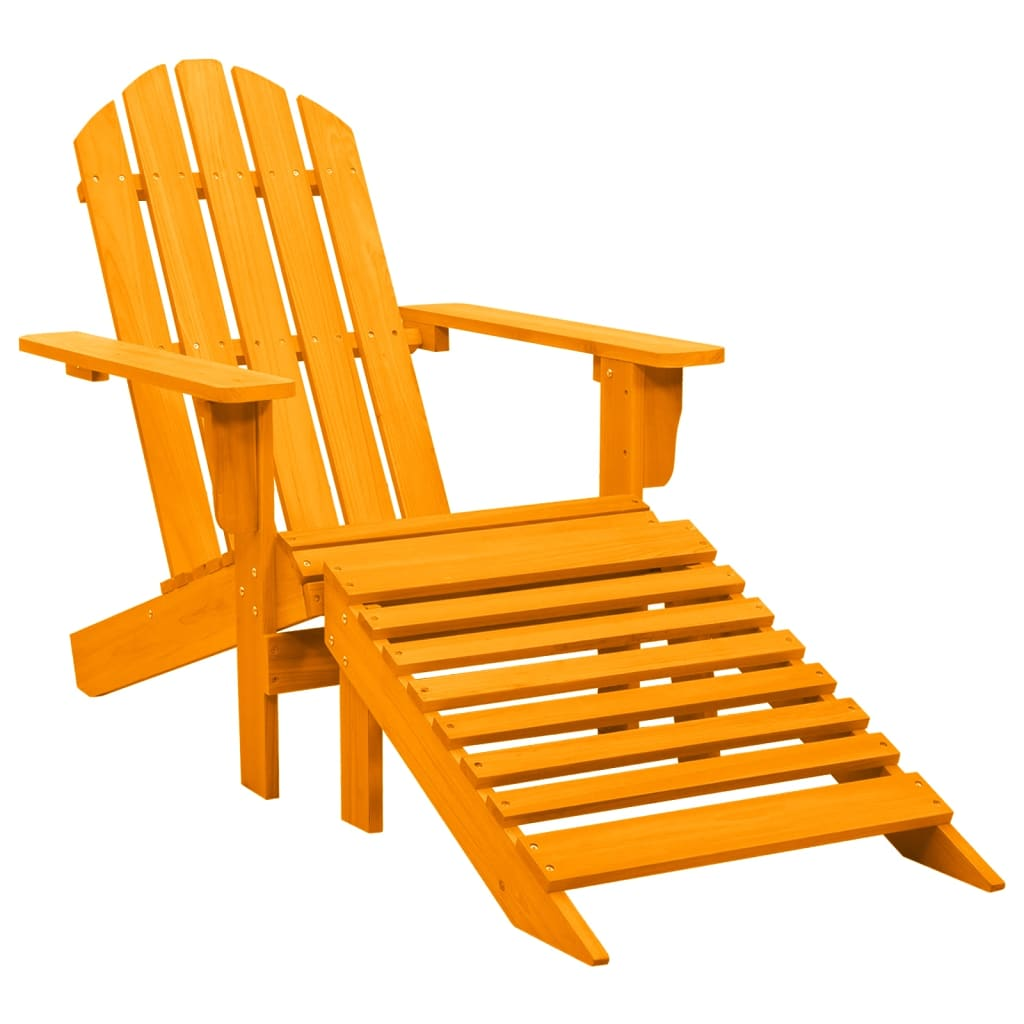 vidaXL Patio Adirondack Chair with Ottoman Solid Fir Wood Orange