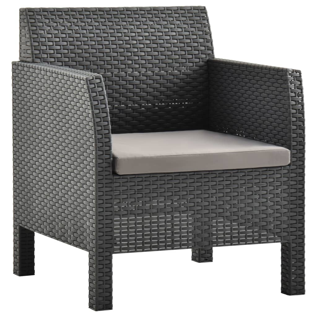 vidaXL 2 Piece Patio Lounge Set with Cushion PP Rattan Anthracite