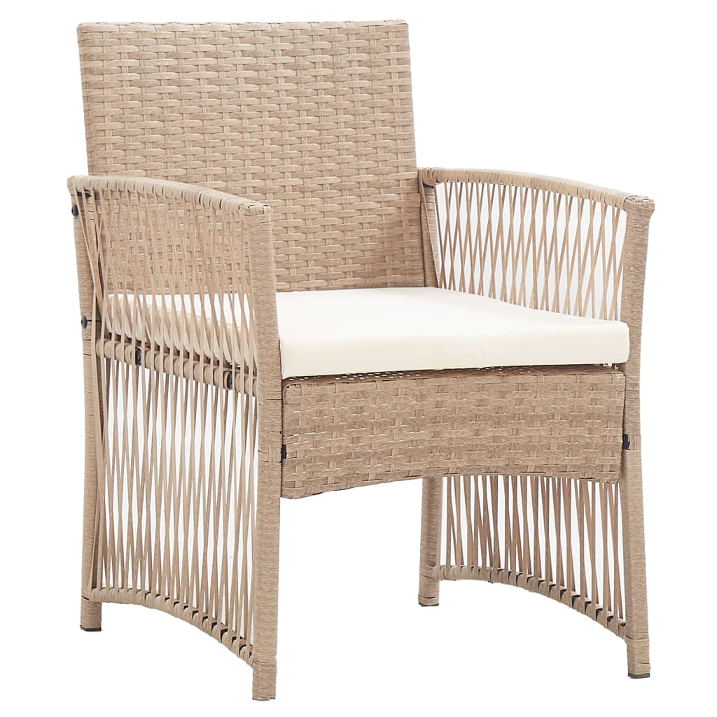 vidaXL 4 Piece Patio Lounge Set with Cushions Poly Rattan Beige