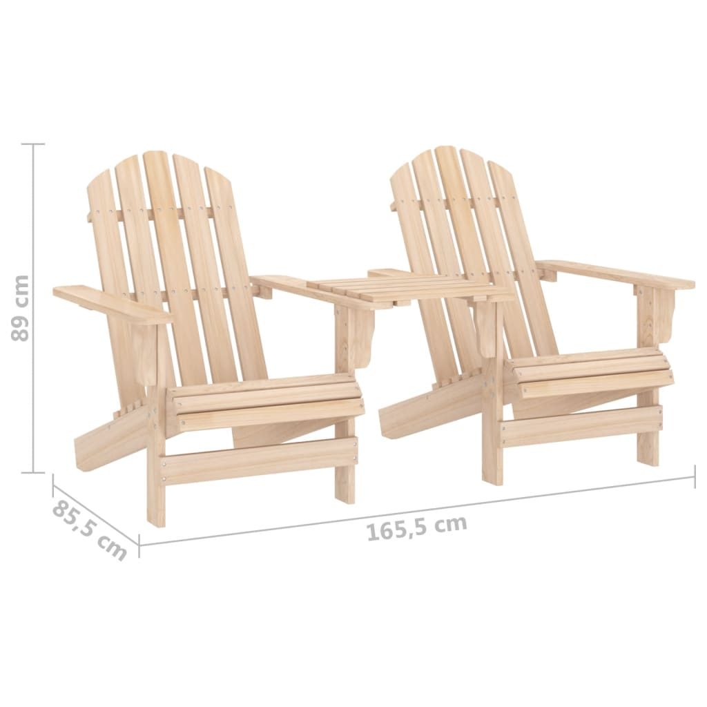 vidaXL Patio Adirondack Chairs with Tea Table Solid Fir Wood