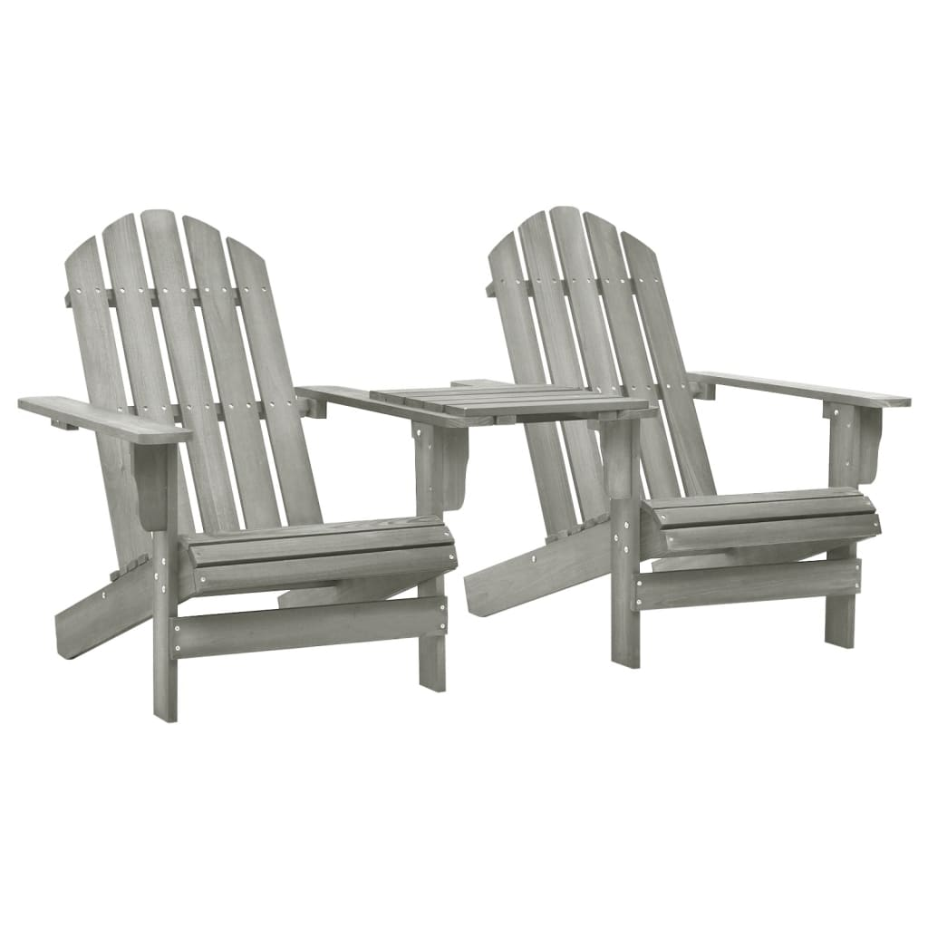 vidaXL Patio Adirondack Chairs with Tea Table Solid Fir Wood Gray