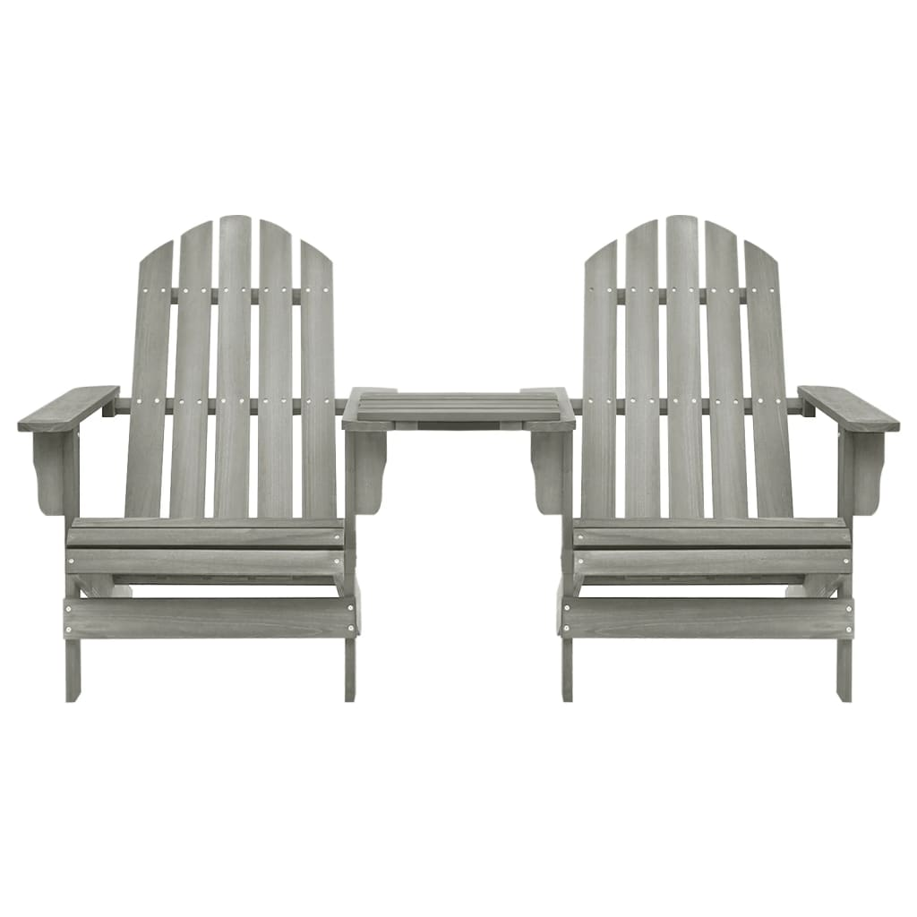 vidaXL Patio Adirondack Chairs with Tea Table Solid Fir Wood Gray