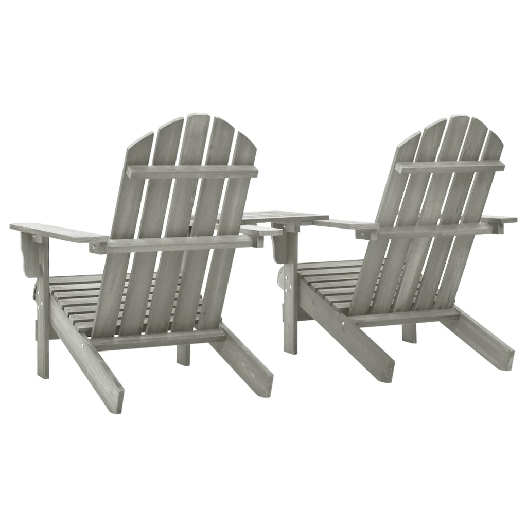 vidaXL Patio Adirondack Chairs with Tea Table Solid Fir Wood Gray