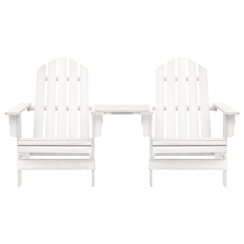 vidaXL Patio Adirondack Chairs with Tea Table Solid Fir Wood White