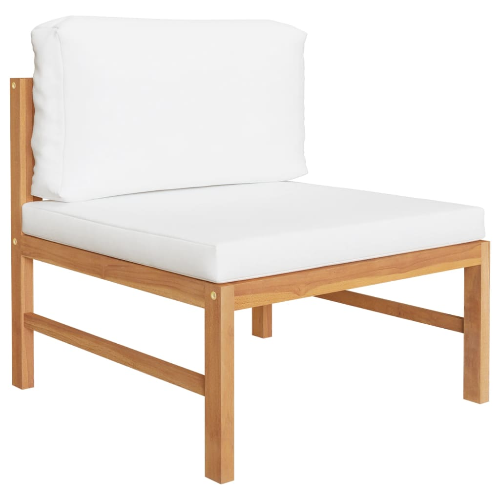 vidaXL 2 Piece Patio Lounge Set with Cream Cushions Teak Wood