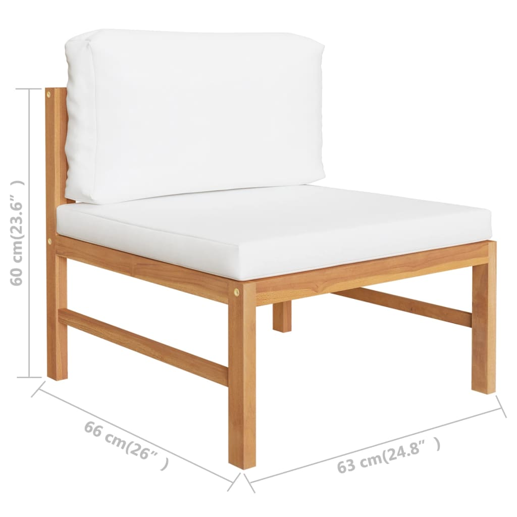 vidaXL 2 Piece Patio Lounge Set with Cream Cushions Teak Wood