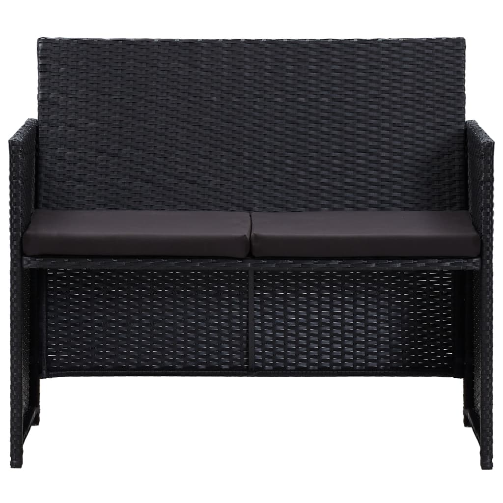 vidaXL 4 Piece Patio Lounge Set with Cushions Poly Rattan Black