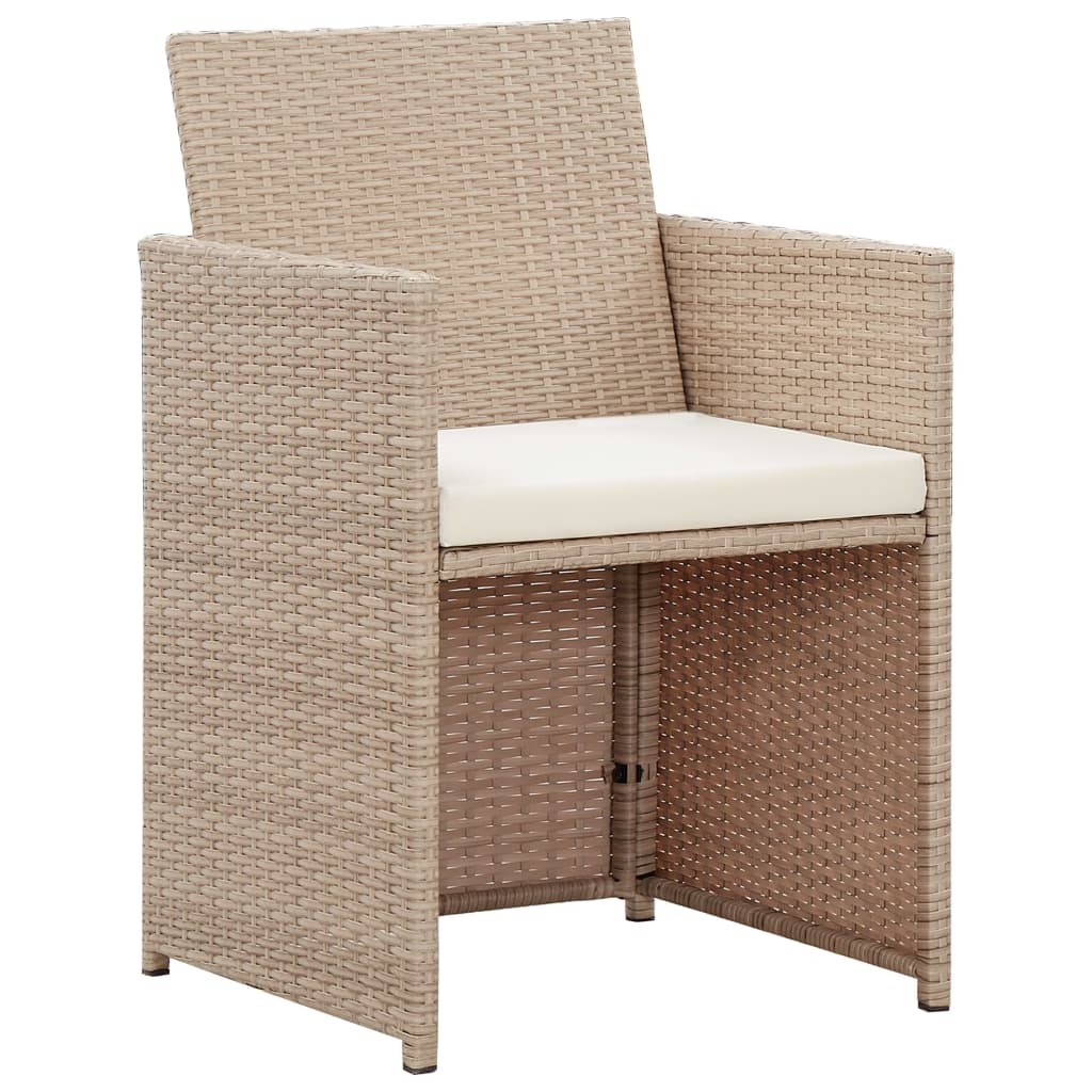 vidaXL 4 Piece Patio Lounge Set with Cushions Beige Poly Rattan