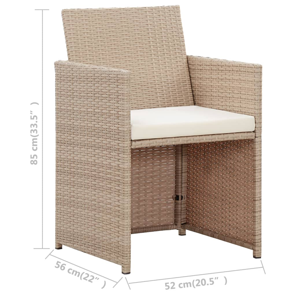 vidaXL 4 Piece Patio Lounge Set with Cushions Beige Poly Rattan