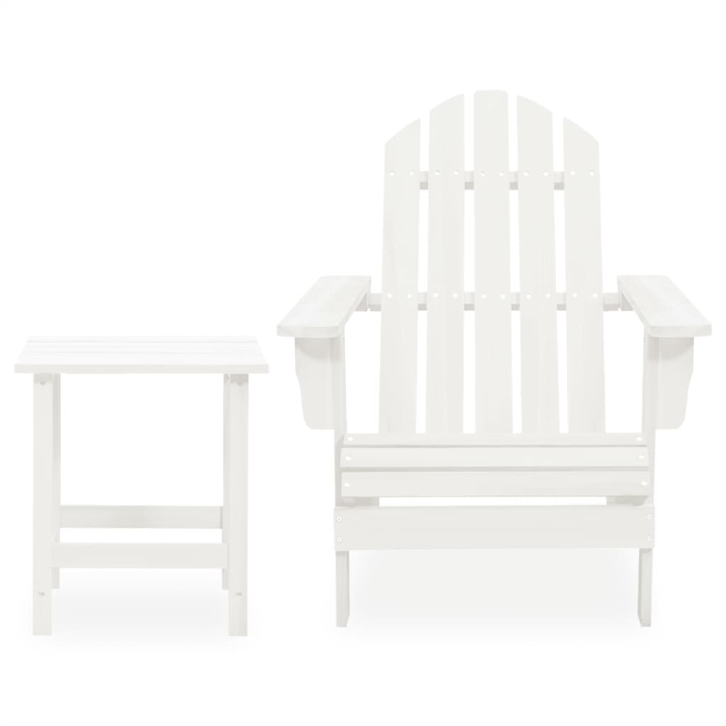 vidaXL Patio Adirondack Chair with Table Solid Fir Wood White