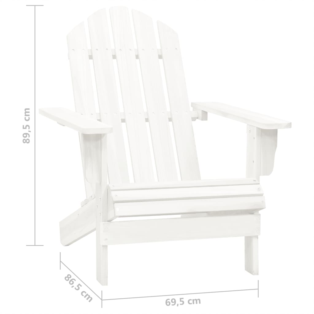 vidaXL Patio Adirondack Chair with Table Solid Fir Wood White