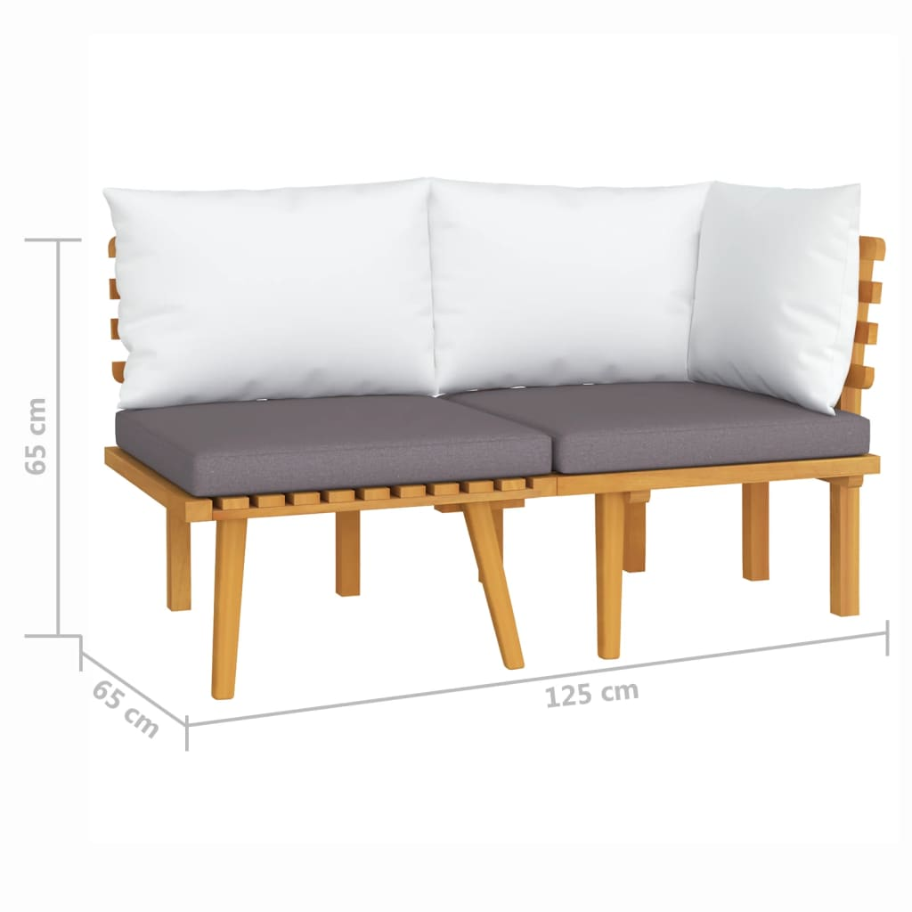 vidaXL 2 Piece Patio Lounge Set with Cushions Solid Acacia Wood