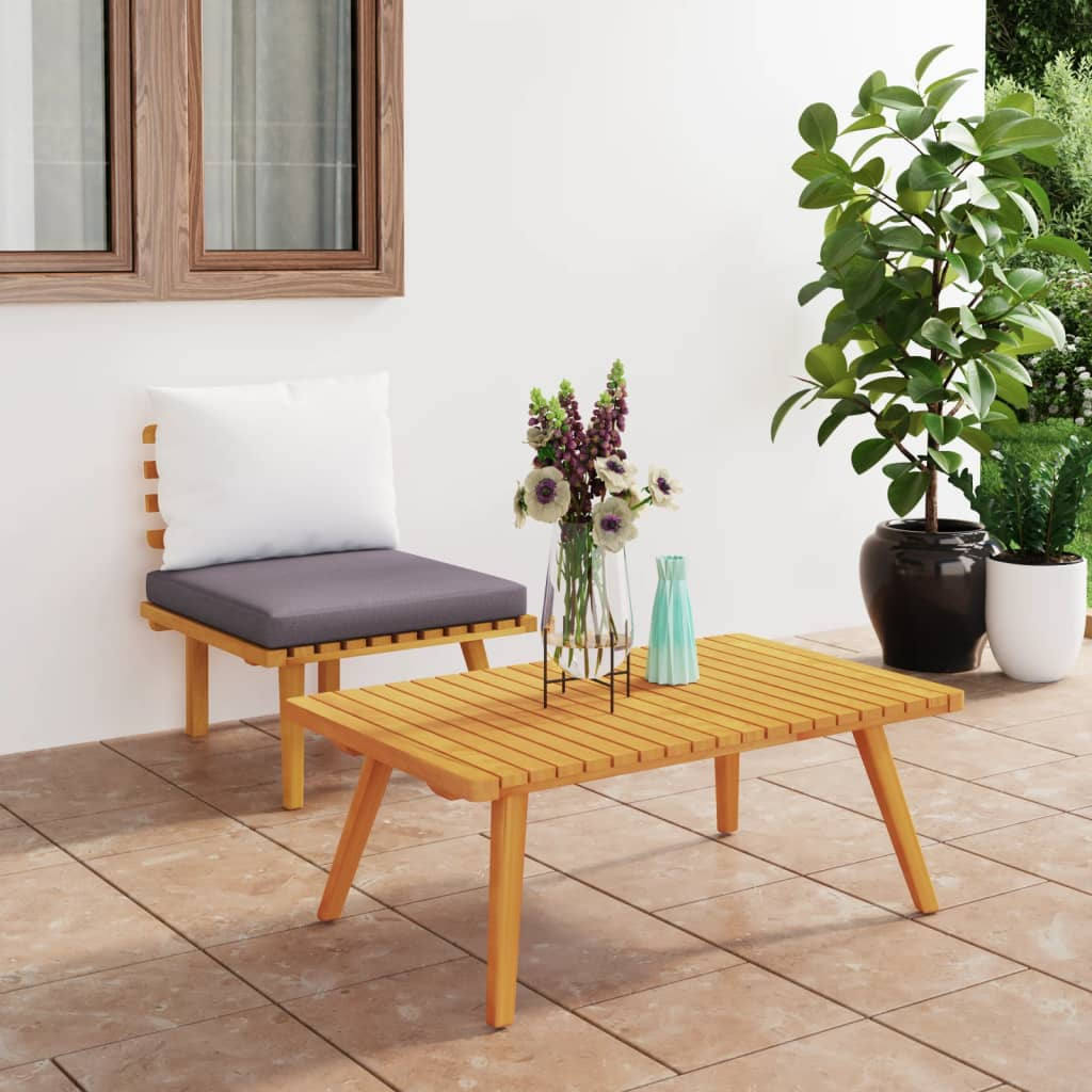 vidaXL 2 Piece Patio Lounge Set with Cushions Solid Acacia Wood