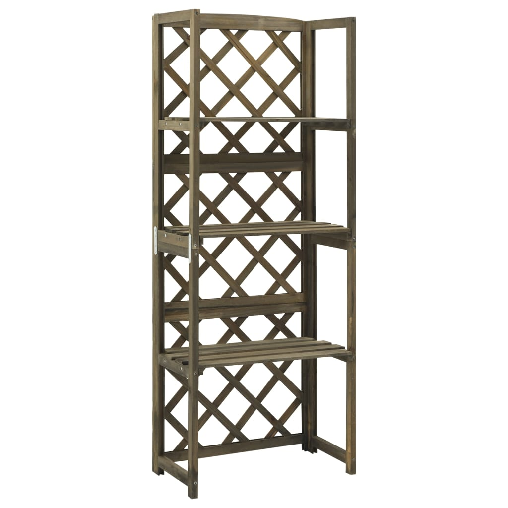 vidaXL Trellis with Shelves Gray 21.7"x11.8"x55.1" Solid Fir Wood