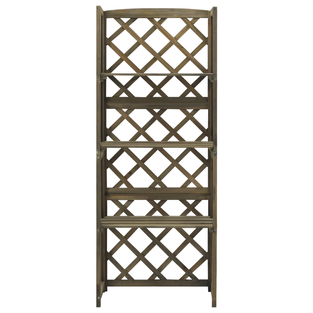 vidaXL Trellis with Shelves Gray 21.7"x11.8"x55.1" Solid Fir Wood