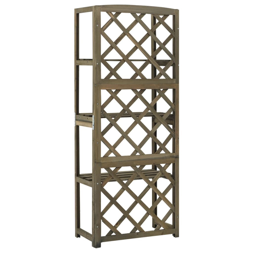 vidaXL Trellis with Shelves Gray 21.7"x11.8"x55.1" Solid Fir Wood