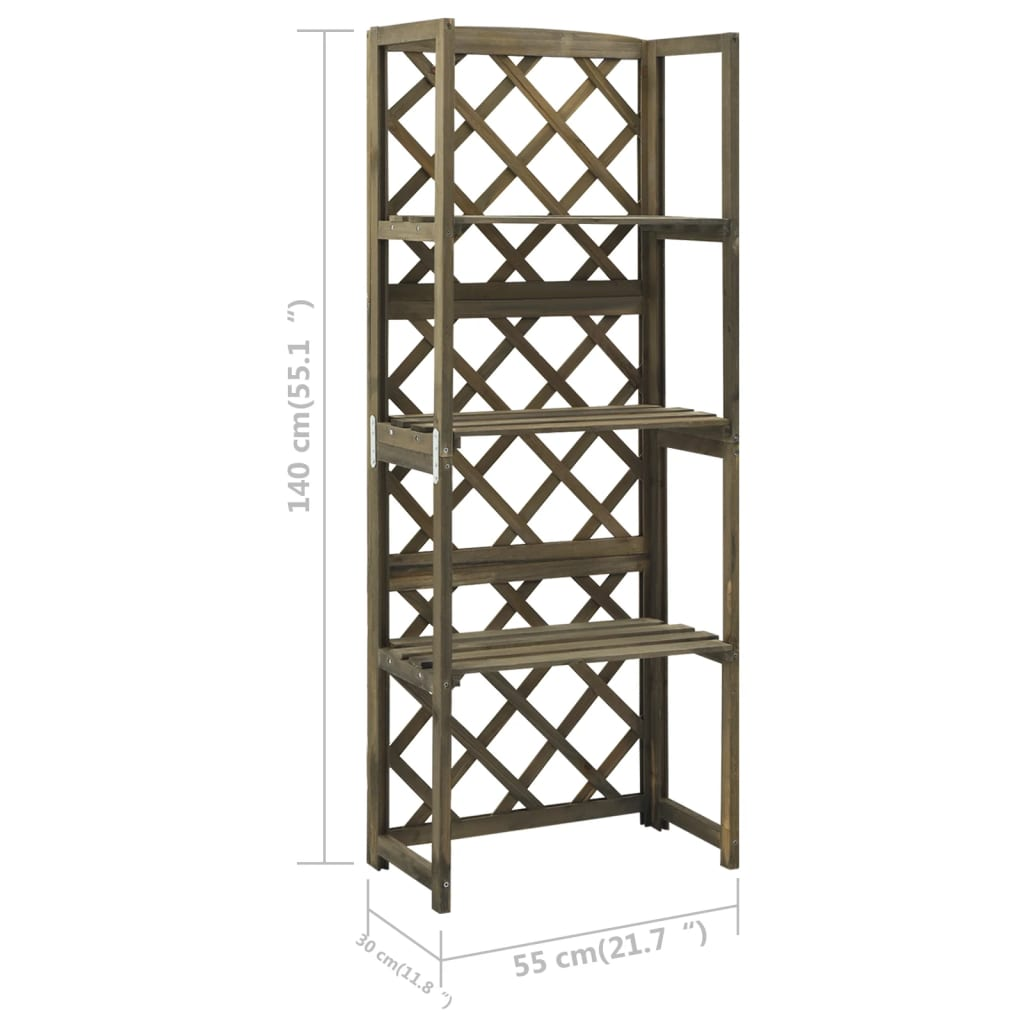 vidaXL Trellis with Shelves Gray 21.7"x11.8"x55.1" Solid Fir Wood