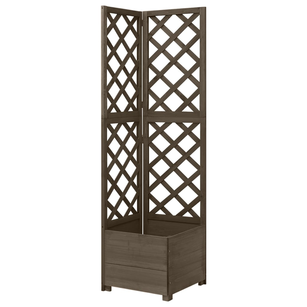 vidaXL Corner Trellis Planter Gray 15.7"x15.7"x59" Solid Fir Wood