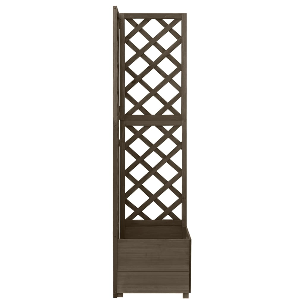 vidaXL Corner Trellis Planter Gray 15.7"x15.7"x59" Solid Fir Wood