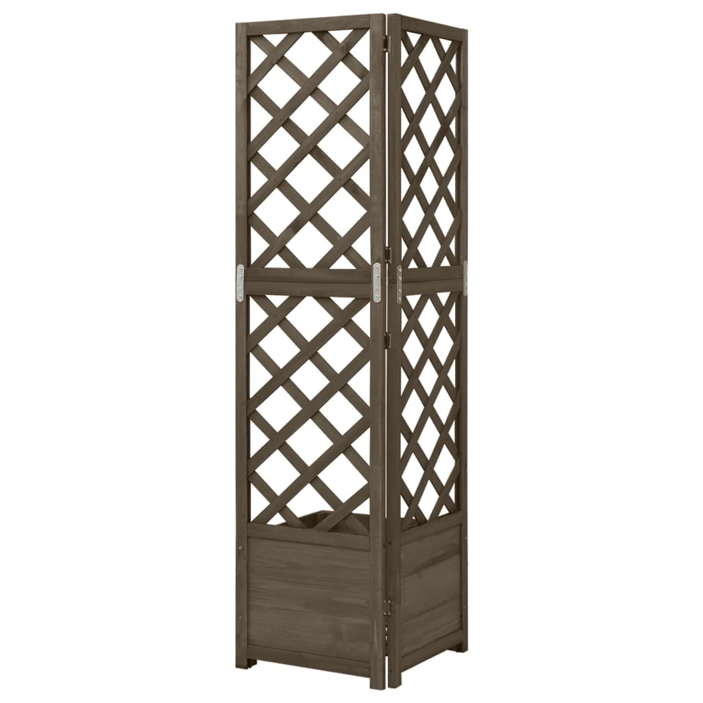 vidaXL Corner Trellis Planter Gray 15.7"x15.7"x59" Solid Fir Wood