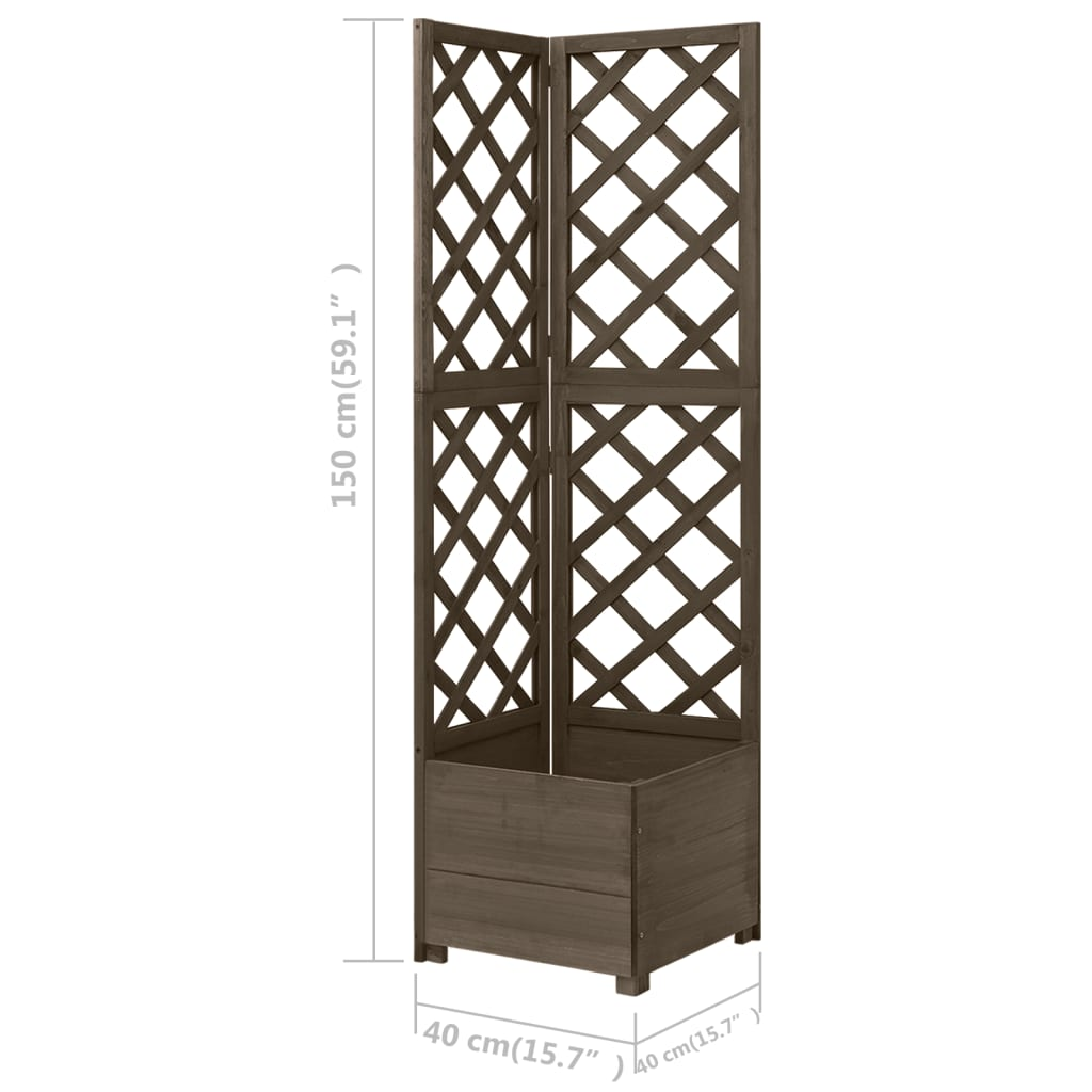 vidaXL Corner Trellis Planter Gray 15.7"x15.7"x59" Solid Fir Wood