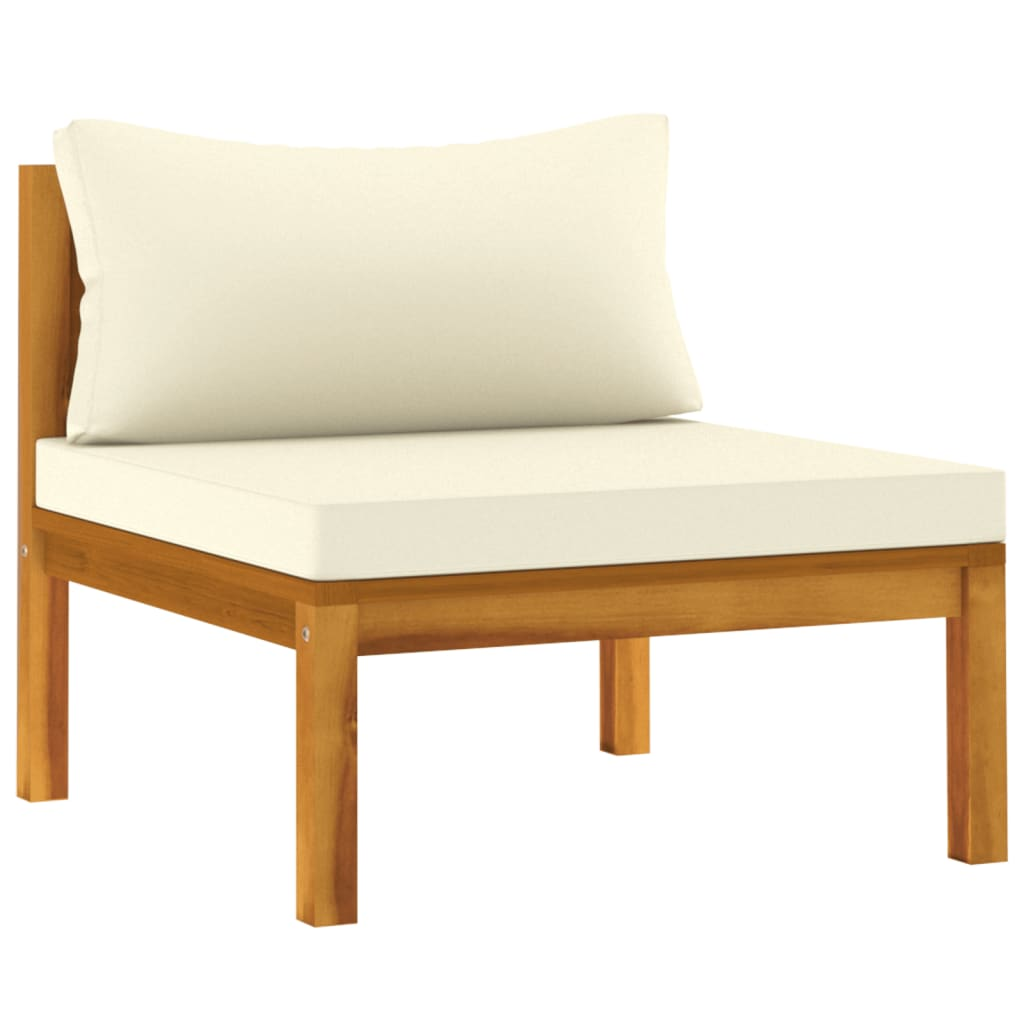 vidaXL 3 Piece Patio Lounge Set with Cream White Cushions Acacia Wood