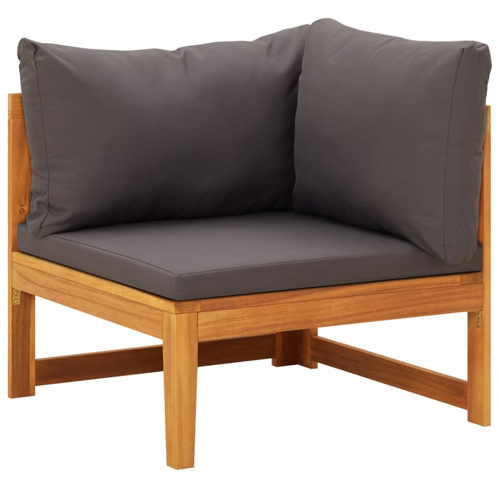 vidaXL 2 Piece Patio Lounge Set with Dark Gray Cushions Acacia Wood