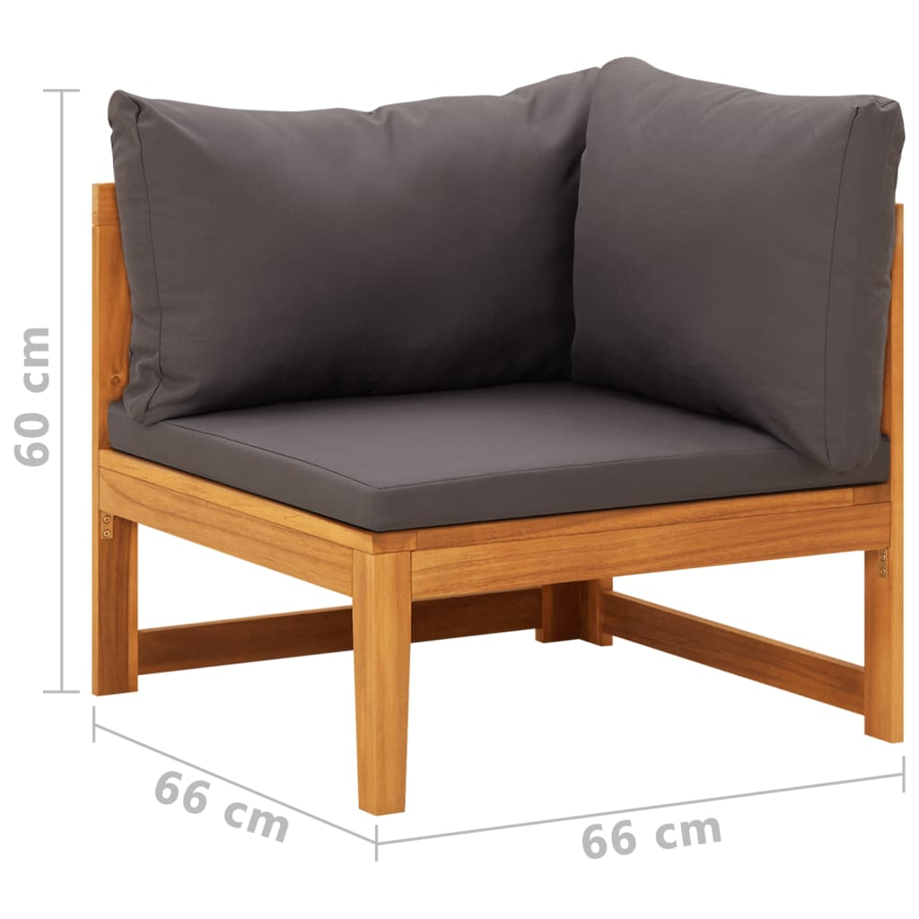 vidaXL 2 Piece Patio Lounge Set with Dark Gray Cushions Acacia Wood