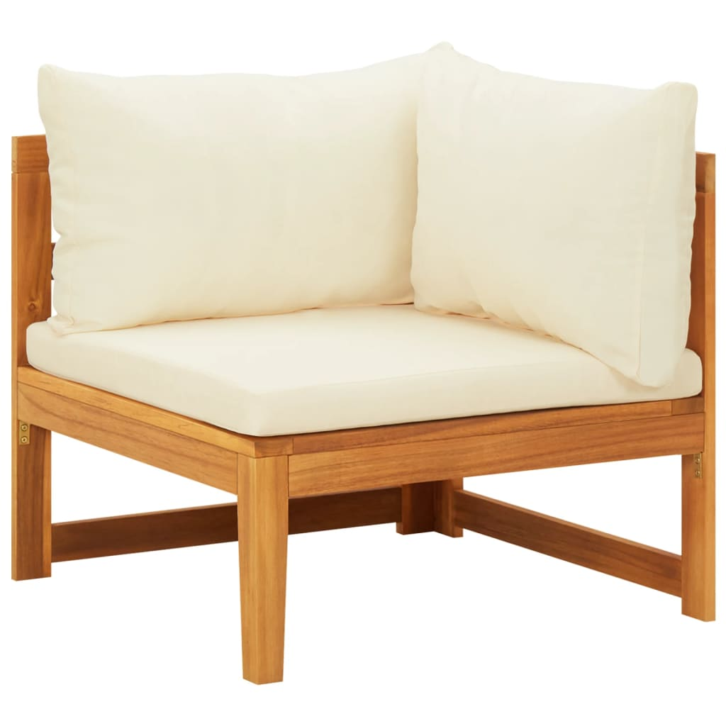 vidaXL 2 Piece Patio Lounge Set with Cream White Cushions Acacia Wood