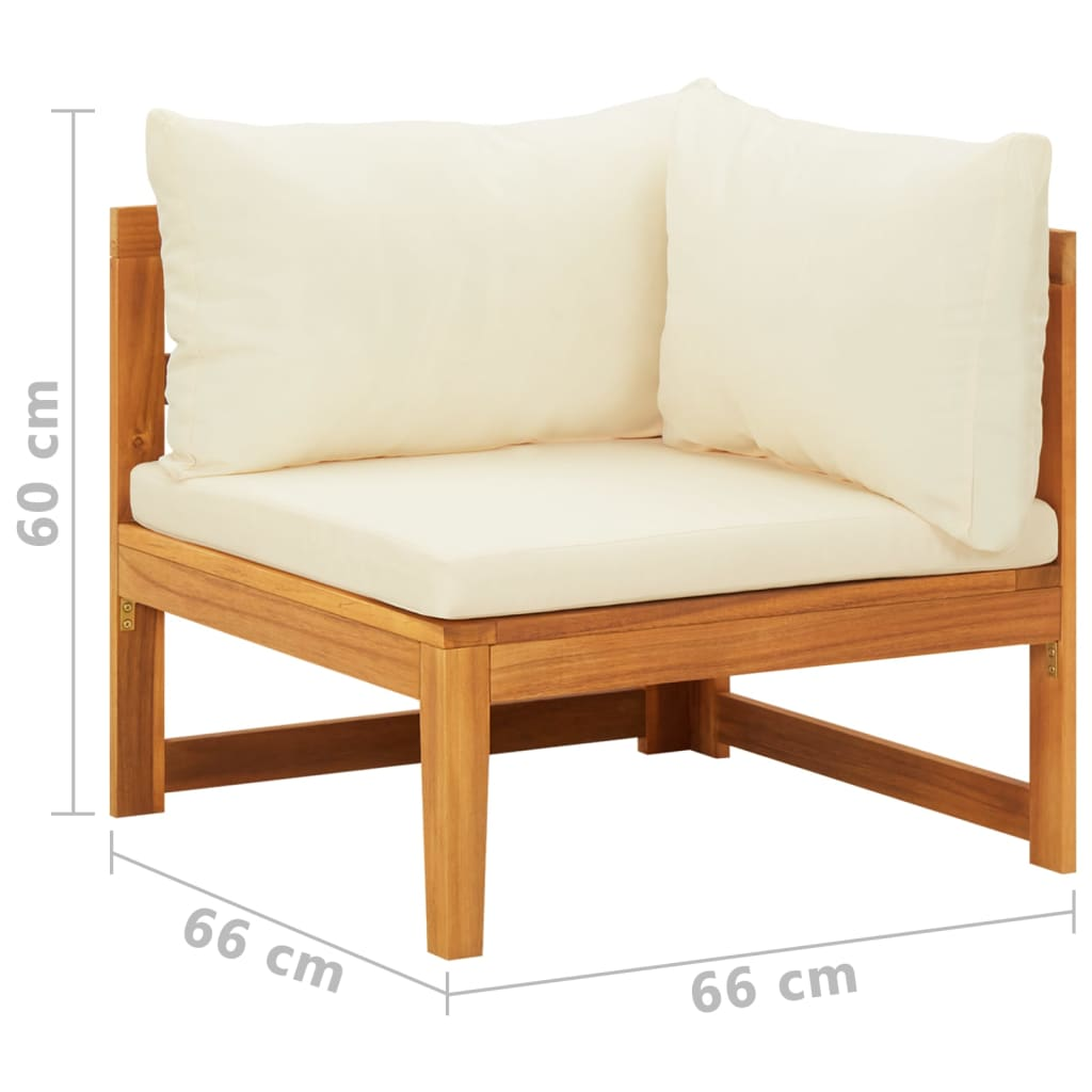 vidaXL 2 Piece Patio Lounge Set with Cream White Cushions Acacia Wood