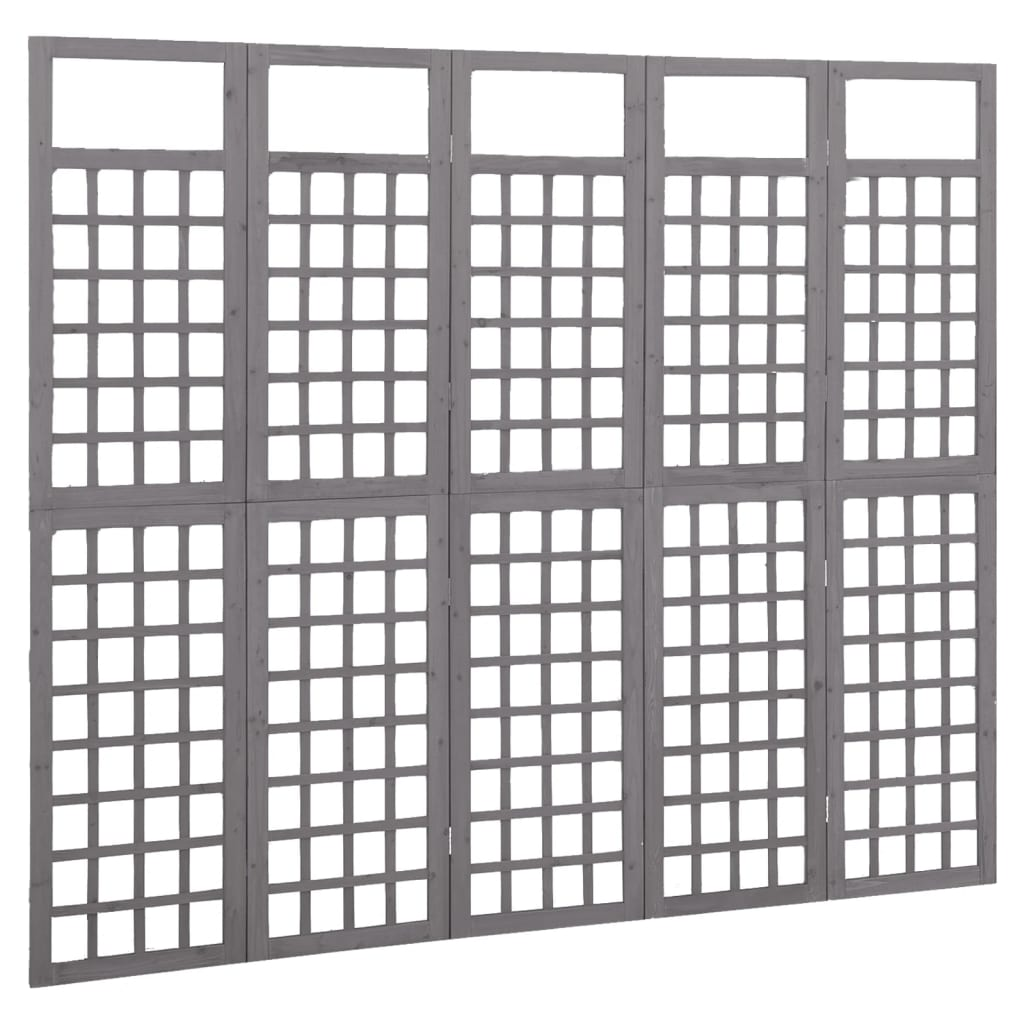 vidaXL 5-Panel Room Divider/Trellis Solid Fir Wood Gray 79.3"x70.9"