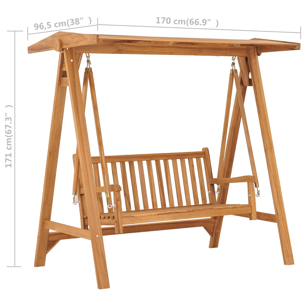 vidaXL Swing Bench 66.9" Solid Teak Wood