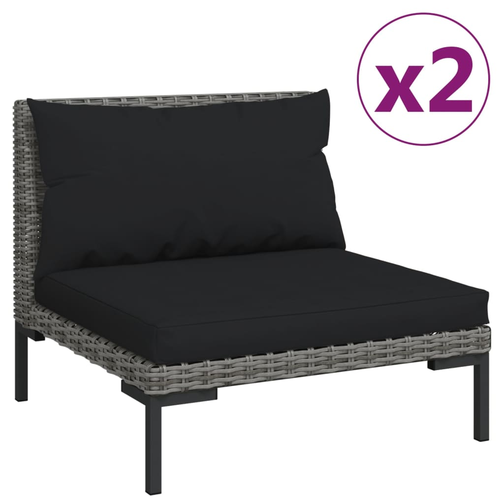 vidaXL 3 Piece Patio Lounge Set Dark Gray Half Round Poly Rattan