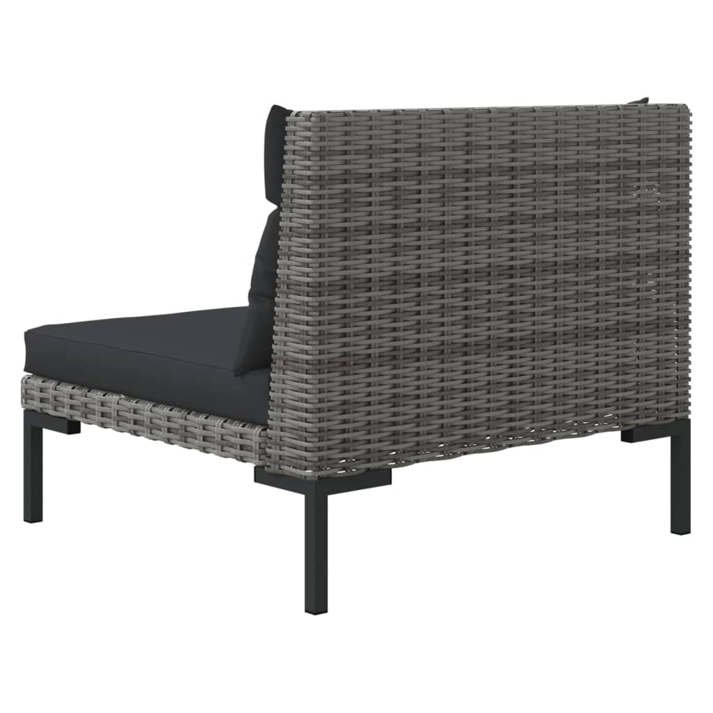 vidaXL 3 Piece Patio Lounge Set Dark Gray Half Round Poly Rattan