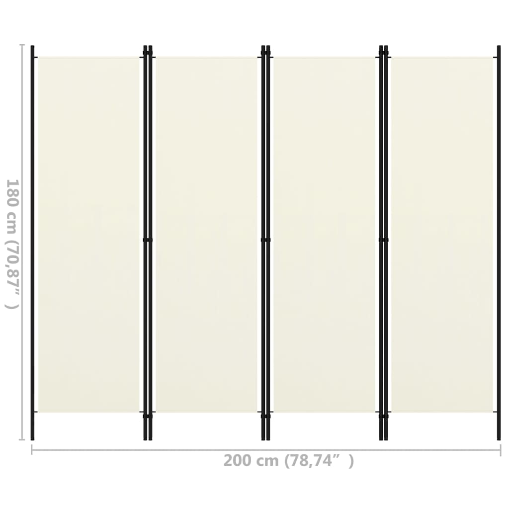 vidaXL 4-Panel Room Divider White 78.7"x70.9"