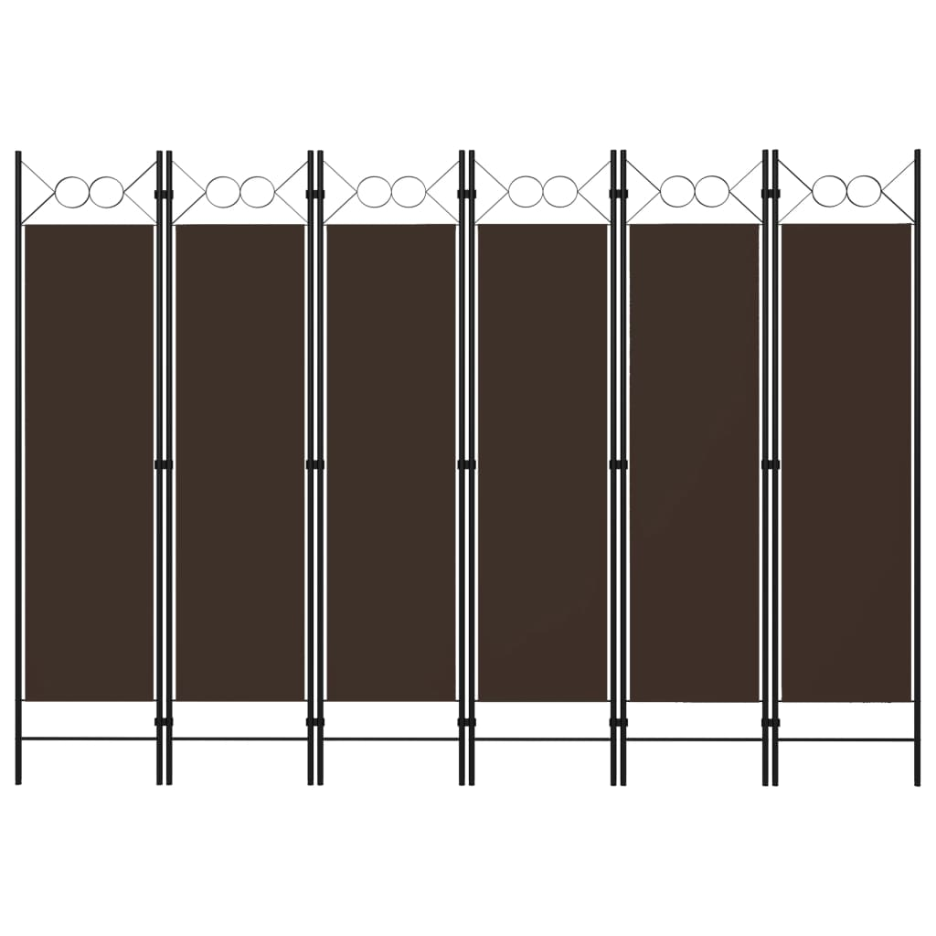 vidaXL 6-Panel Room Divider Brown 94.5"x70.9"