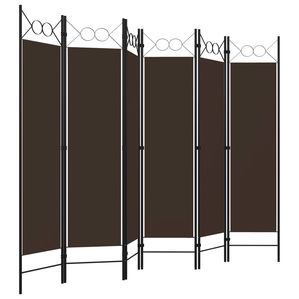 vidaXL 6-Panel Room Divider Brown 94.5"x70.9"